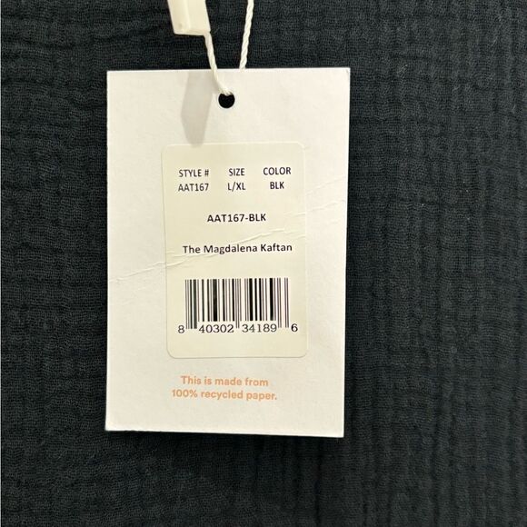 NWT Andie Swim Cover Up The Magdalena Kaftan in Cotton-Gauze BLACK - Picture 10 of 10